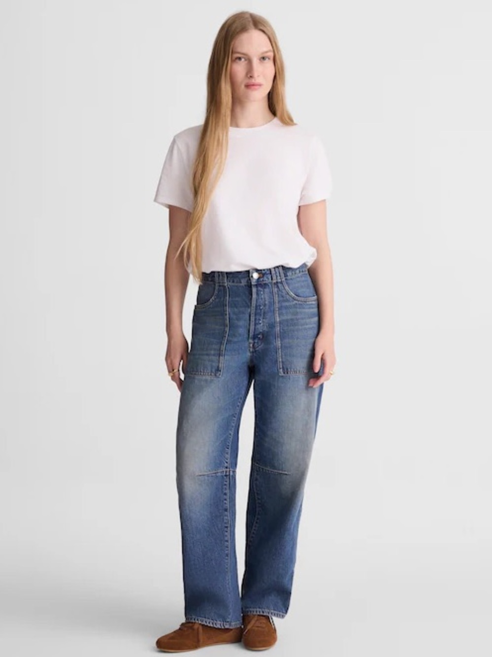 Madewell Women’s The Darted Barrel-Leg Jean Blue Size W31 T
